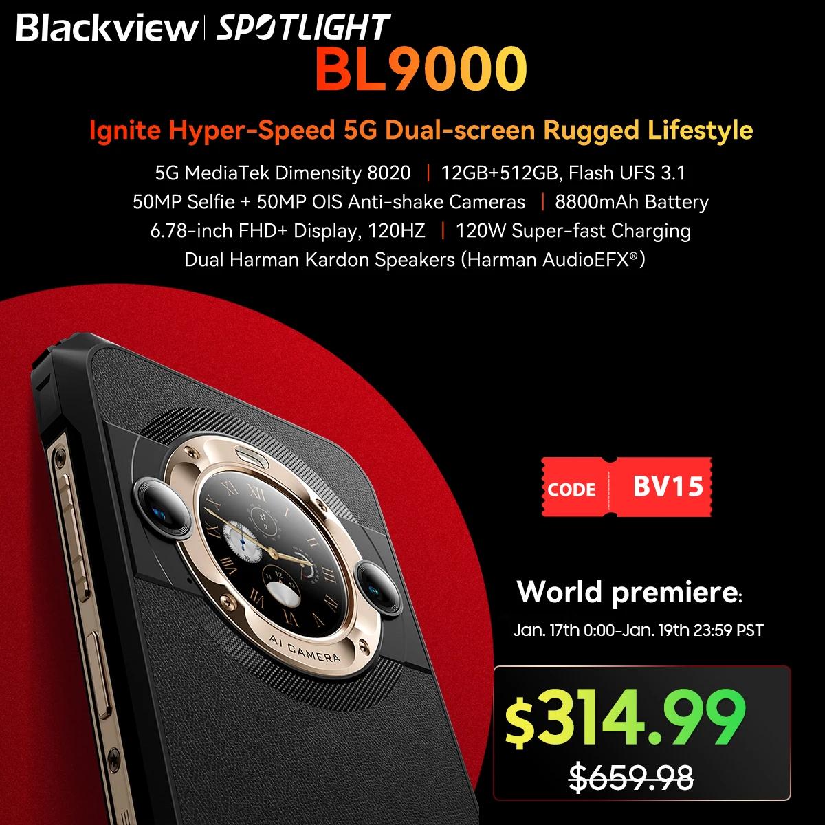 Blackview BL9000 5G ߰ Ʈ, 6.78 ġ 2.4K ũ, 12 + 12GB 512GB ޴, 120W   ÷ , 50MP 8800mAh